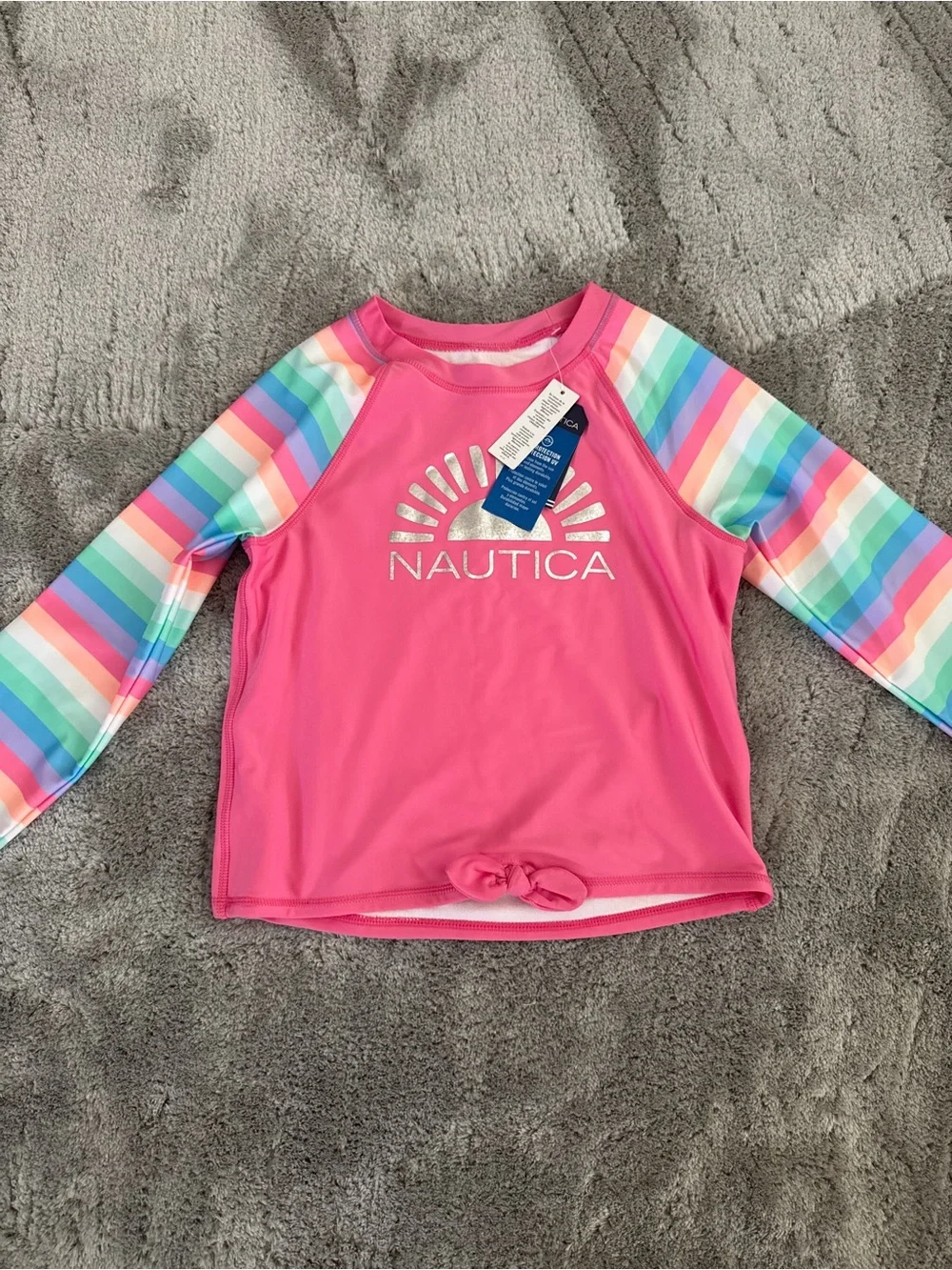 Nautica Rainbow Striped Sunset Rashguard & Bottom Swim Set